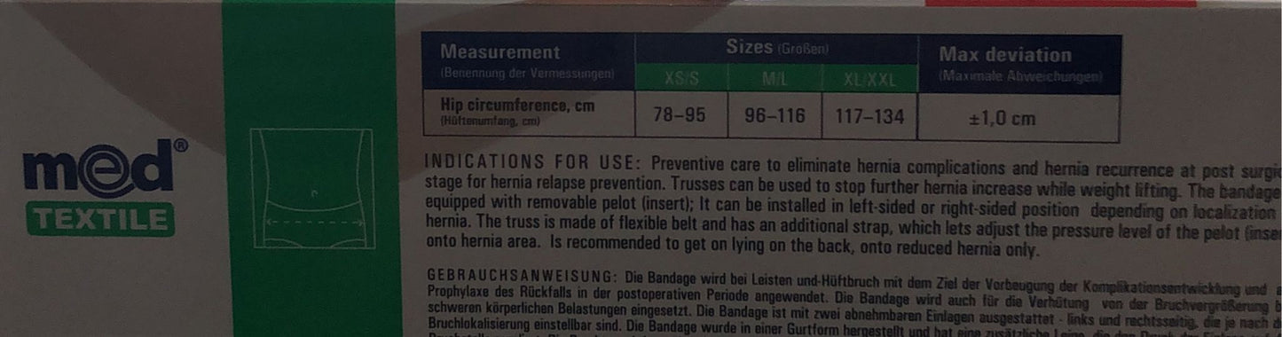 Centura Hernie Inghinala Unilaterala, Cod 5001, Medtextile