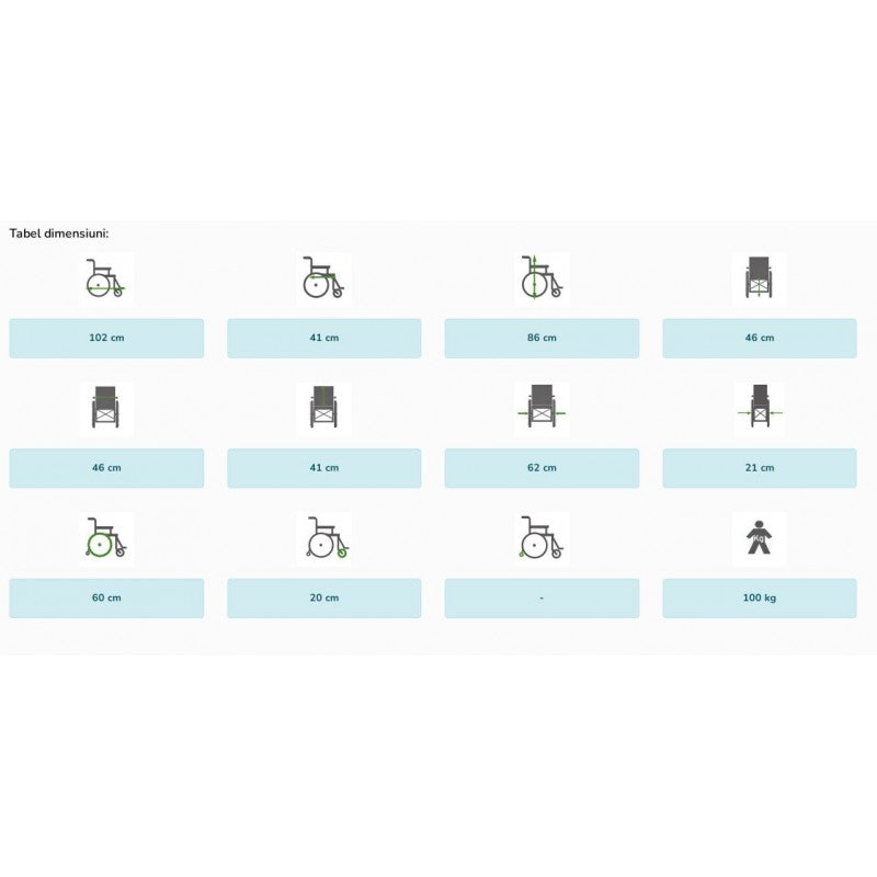 Scaun cu rotile pliabil actionare manuala BME4611