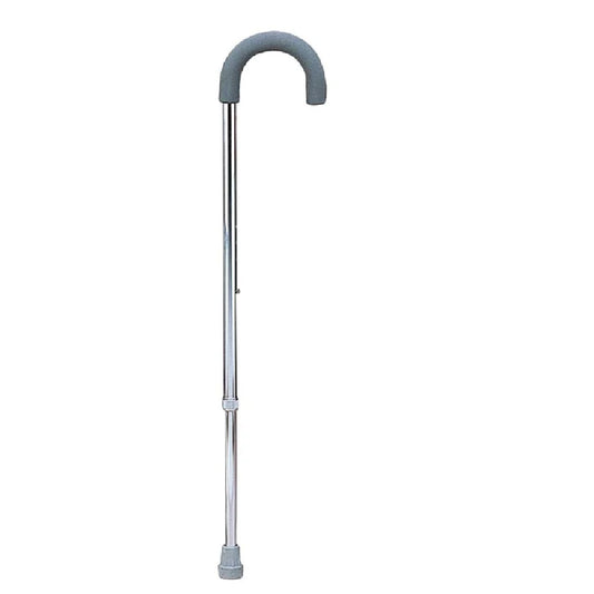 Baston din aluminiu, culoare argintie, maner curb