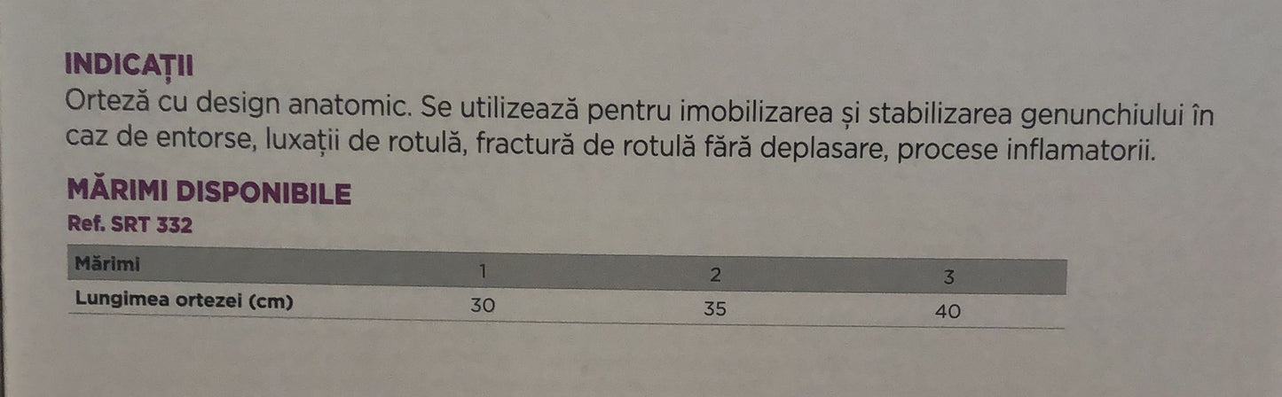 Orteza de genunchi fixa, Triamed, Triafix Genu Junior