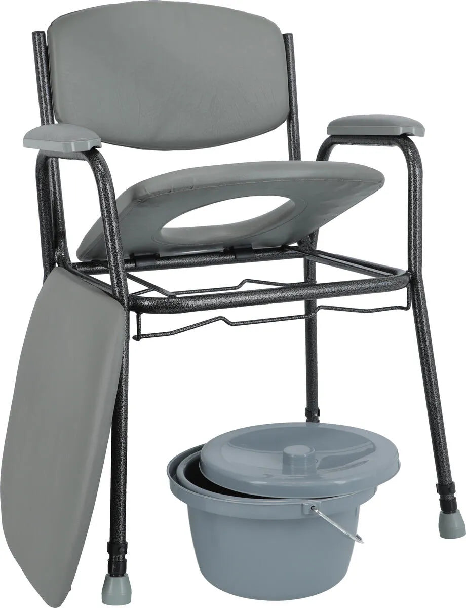 Scaun cu vas WC / toaleta, Kid-Man 04-7400, ajustabil, gri + negru, 58 x 52 x 82 / 98 cm