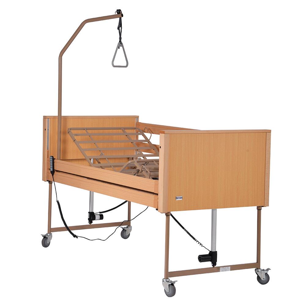 Pat pentru ingrijire acasa, electric, ortopedic, telecomanda cu dispozitiv Nurse Lock, 4 sectiuni, 4 roti franate, motor cu 5 functii