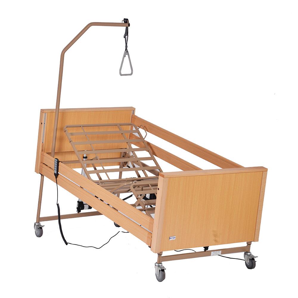 Pat pentru ingrijire acasa, electric, ortopedic, telecomanda cu dispozitiv Nurse Lock, 4 sectiuni, 4 roti franate, motor cu 5 functii