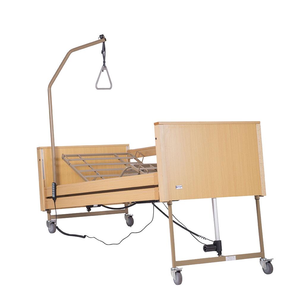 Pat pentru ingrijire acasa, electric, ortopedic, telecomanda cu dispozitiv Nurse Lock, 4 sectiuni, 4 roti franate, motor cu 5 functii