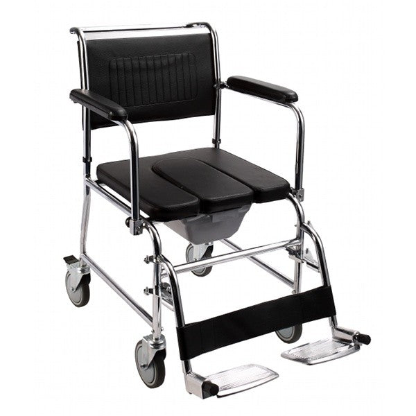 Scaun cu rotile si vas de toaleta, spatar , suporti picioare detasabili